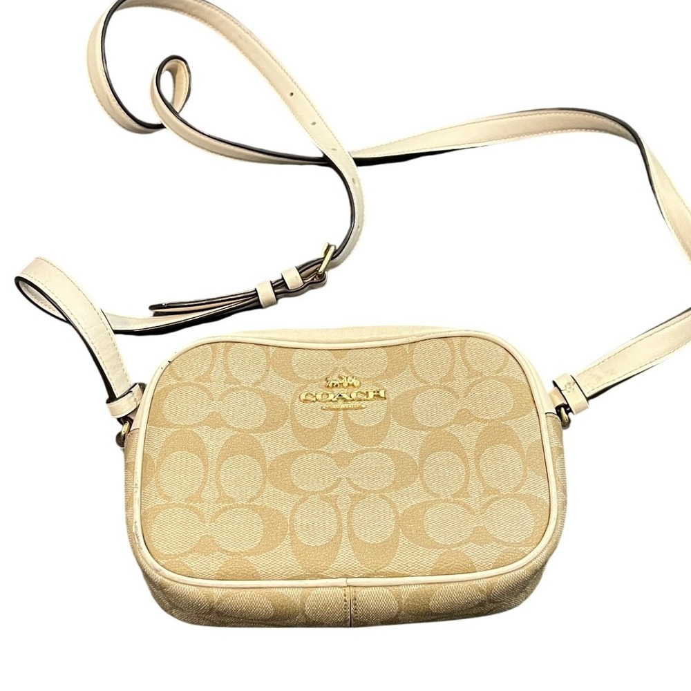 Coach Crossbody Bag Womens OS Beige Signature Canvas Camera Bag Gold Hardware